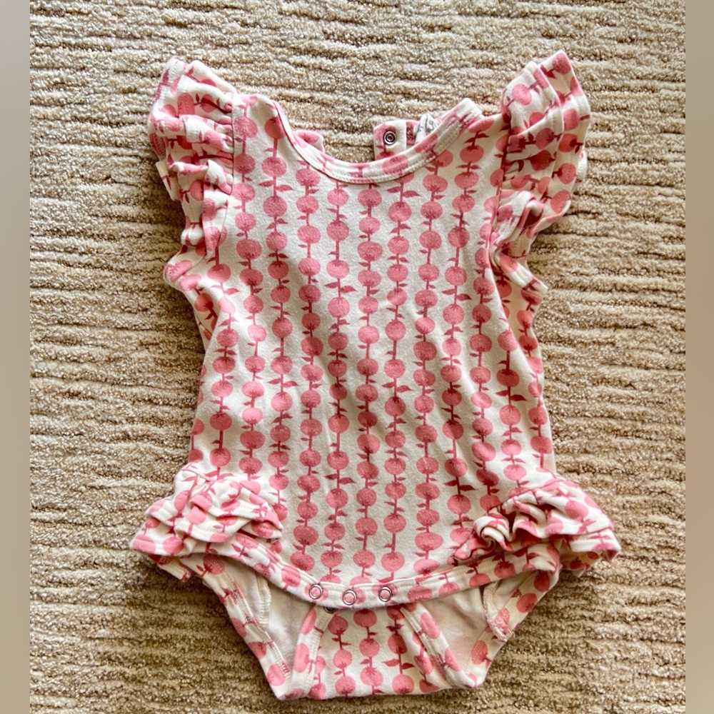 sleeveless double ruffle bodysuit | rose berry vine |